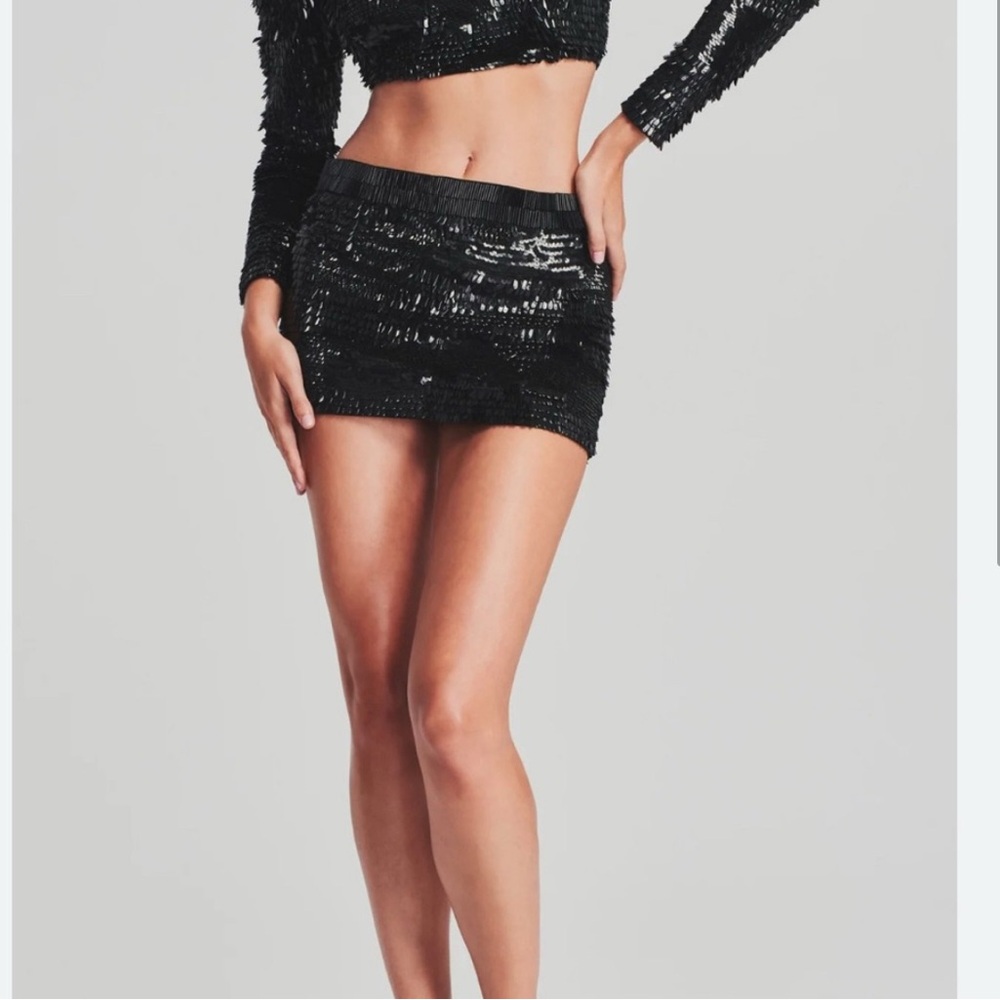Retrofete Black Sequin Mini Skirt Night Out Set